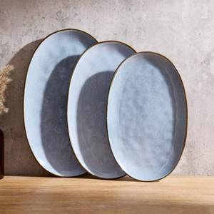 lot 15698 image: famiware Serving Platter, Oval 15.5914.312.9inch Serving Dishes for Entertaining, Serving Bowls, Reactive Glaze, Stoneware Serving Trays for Party, Food, Turkey, Cheese, Ocean Series, Blue