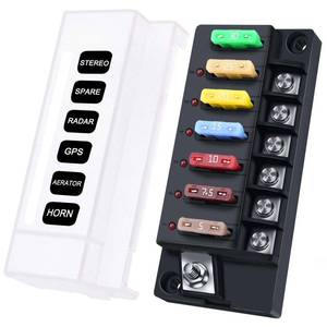 lot 16267 image: YEZriler 12V Fuse Block, 6 Circuits Waterproof Marine Fuse Panel Relay Box Kit with LED Indicator Damp-Proof Cover, 12 Volt Fuse Box Kit ATO Blade Fuse Block for 12V24V Automotive Car RV Truck Boat