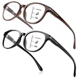 lot 16269 image: SKYOLUY Distinctive Progressive Multifocus Reading Glasses Women, Retro Lady Anti Blue LightEye Fatigue Computer Reader, Vintage Round Frame No-Line Multifocal Eyeglasses (Black&Brown, 1.25x)