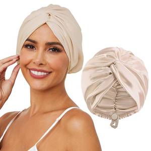 lot 16273 image: HFRHTGY Adjustable Silk Satin Hair Bonnet for Sleeping, Double Layer Hair Wrap Sleep Cap Turban for Women Men, Curly Straight Long Large Braid Unisex (Royal Champagne)