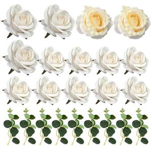 lot 16276 image: Flower Cake Toppers Boho Cake Toppers Artificial White Rose Eucalyptus Cake Decorations for Girl Women Birthday Baby Shower Wedding Valentines Day Celebration Boho Party Supplies (Style 7)