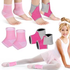 lot 16290 image: Tarpop 2 Pairs Kids Ankle Brace Set Foot Support Stabilizer Wraps Protector Guard Knitted Ankle Sleeve Sock Support Compression Socks for Injury Prevention(Pink,Medium)
