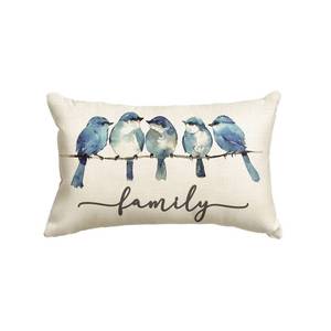 lot 16300 image: AVOIN colorlife Home Sweet Home Bluebird Family Watercolor Throw Pillow Cover, 12 x 20 Inch Christmas Winter Cushion Case Decoration for Sofa Couch