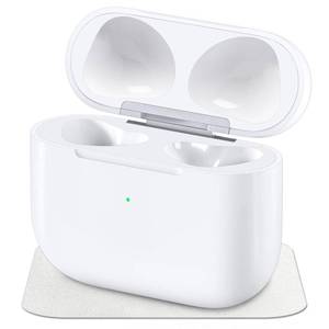 lot 16307 image: Wireless Charging Case Compatible with AirPods 3rd Generation, Case Replacement for AirPods 3, Bluetooth Pairing Sync Button, Includes Gray Microfiber Cleaning Cloth, Earbuds Not Included
