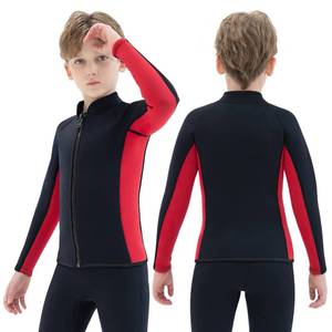 lot 16308 image: REALON Kids Wetsuit Top Jacket for Boys Girls Toddler Youth, Childrens Wet Suit Shirt Neoprene 3mm Long Sleeve Front Zipper Swimsuit for Swimming Surfing Dive Snorkeling Water Sports Size 10