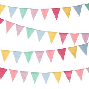 lot 16309 image: Boao 48 Pieces 36 Feet 4.9x6.7 Inch Colorful Pennant Flags Banner Imitated Burlap Bunting Banner Triangle Flag Garland for Classroom Birthday Carnival Wedding Party and Festival Decor(Pastel Color)