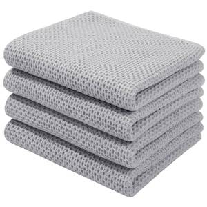 lot 16325 image: Homaxy 100% Cotton Waffle Weave Kitchen Dish Towels, Ultra Soft Absorbent Quick Drying Cleaning Towel, 13 x 28 Inches, 4-Pack, Light Gray
