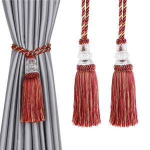 lot 16330 image: HedongHexi Curtain Tiebacks with Tassel, Outdoor Elegant Decorative Curtain Holdback,Modern Rope Window Curtain Ties Backs for Draperies (2, Mix Red)