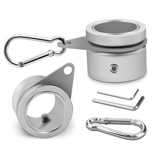 lot 16337 image: 1.25 Flag Pole Rings, Aluminum Alloy Flagpole Rings 360° Rotating Anti Wrap Flag Mounting Ring, Spinning Flag Pole Clips with Carabiner for 1.02-1.25 Inch Diameter- Pack of 2 (Matte Silver)