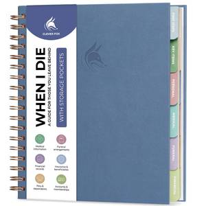 lot 16345 image: Clever Fox When I Die Planner With Pockets for Documents �� End-of-Life Organizer Binder for Important Personal Info & Final Wishes (Smoke Blue)
