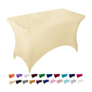 lot 16350 image: Peomeise 4FT Spandex Table Cover Rectangular Stretch Spandex Tablecloth (Champagne,4FT)