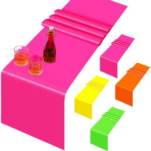 lot 16361 image: Tingjoo 8 Pack Neon Table Runner Disposable Disco Colorful Glow Supplies for Neon Party Birthday Table Decorations (47 Inch)