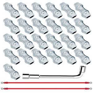 lot 16368 image: GradenNow Upgraded 25 PCS M5 Poly Rope Connector Wires Splicer Galvanized Steel Connector Kit for Electric Fences  3 PCS Polyrope to Polyrope Connector Silicone Copper Conductive Wires  Sleeve Tool