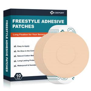 lot 16378 image: Ceeport 10 Pack Freestyle Adhesive Patches, Sensor Covers Intended for Freestyle Libre 23-Enlite-Medtronic Guardian, CGM Sensor Patches, No Glue in The Center, Long Fixation for Your Sensor(Tan)