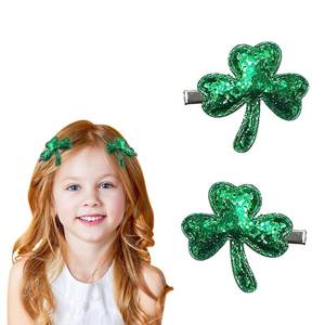 lot 16381 image: St.Patricks Day Hair Clips Sequins Shamrocks Hair Pins Irish Green Clover Hair Barrettes Alligator Hair Clip with Green Cute Hair Accessories for Women Girls St.Patricks Day Claw Clips 2PCS