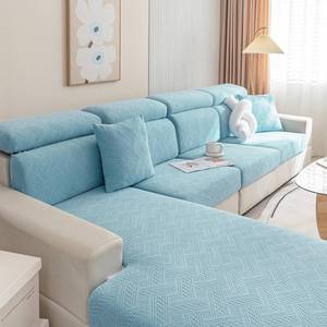 lot 16391 image: hyha Individual Couch Cushion Covers, Stretch Magic Sofa Seat Cushion Covers Washable, Dog Couch Sofa Slipcover for Pets, Kid with Elastic Bottom(3PC, Lake Blue)