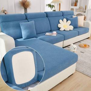 lot 16402 image: Yoovat Couch Cushion Covers for Sofa Couch Covers Wear-Resistant Universal Sofa Cover Washable Stretch for Sectional Slipcovers (Texture-Blue,Back Cover L)