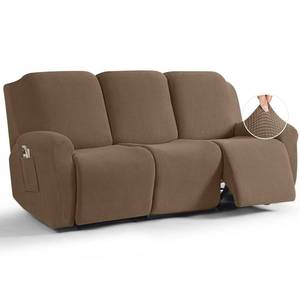 lot 17640 image: TAOCOCO Recliner Sofa Covers 8-Pieces Stretch Large Couch Covers for 3 Seats Reclining Slipcovers Soft Jacquard Pattern Furniture Protector (Khaki)