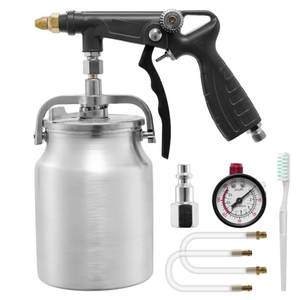 lot 17643 image: Undercoating Spray Gun with 33.82oz Suction Feed Cup, 360° & Straight Spray Hoses and Air Rust Connector, for Truck Bed Liner Coating, Rubberized Undercoat, Rust Proofing
