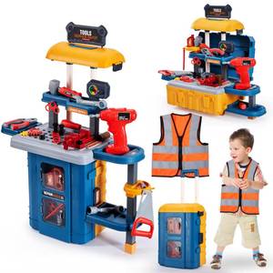 lot 17651 image: Kids Tool Bench with Kids Tool Set, Three Modes Toddler Tool Bench with Electric Drill Set, Pretend Construction Toys Kid Workbench, Toddler Workbench Tool Bench for Kid Ages 3-5 6-8