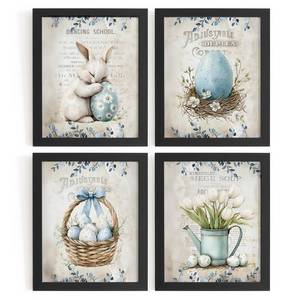 lot 18094 image: DSHFG Vintage Rabbit Wall Art Decor Prints for Kids Nursery Toddler Room, Easter Spring Wall Art Posters Decorations for Home Kitchen Bathroom Bedroom, Set of 4, 8x10 Unframed