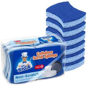 lot 18104 image: MR.SIGA Non-Scratch Cellulose Scrub Sponge, Dual-Sided Dishwashing Sponge for Kitchen, 12 Pack