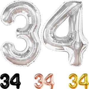 lot 18112 image: KatchOn Giant 34 Balloon Numbers Set - 40 Inch  34 Birthday Balloons, Happy 34 Birthday Decorations  Silver Anniversary Decorations