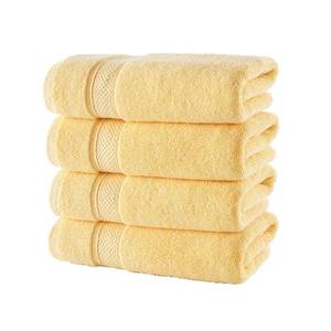 lot 18143 image: NOVA Luxury Linen - Hotel Quality Turkish Towel Set for Bathroom (4 Pcs Hand Towel Set, Sunlight Yellow)