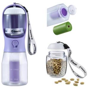 lot 18155 image: Cibaabo Dog Water Bottle with Food Container & Poop Bag Holder, Travel Water Bowl, Portable Pet Dispenser, Dog Gifts Stuff Accessories Items, Puppy Essentials for Yorkie Chihuahua Walking Hiking