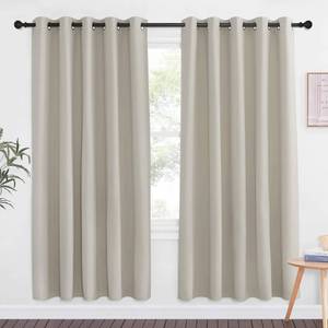 lot 18157 image: NICETOWN Blackout Natural Large Window Treatment for Bedroom - Grommet Thermal Curtains Room Darkening Sound & Light Reducing Sliding Door Curtains & Drapes for Living Room (1 Panels W66 x L72)