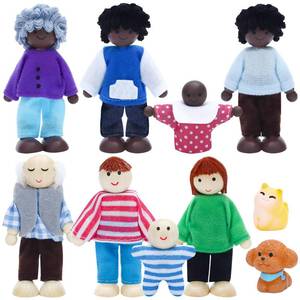 lot 18161 image: ONEST 10 Pieces Wooden Dollhouse Family Set Mini People Figures Sets Dollhouse Dolls Wooden Doll Family Pretend Play Figures Accessories for Pretend Doll House