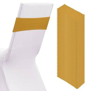 lot 18163 image: PATIKIL Premium Spandex Chair Sashes Bows, 50 Pcs Elastic Stretch Chair Cover Band Ties with Slider Buckle for Birthday Party Banquet Wedding Decoration, Old Gold
