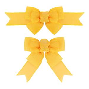 lot 18167 image: Meseey 2 Pcs Yellow Wired Ribbon Handmade Premade Burlap Bows for Wreaths Tree Decorations Gift Wrapping Outdoor Decoration (Yellow)