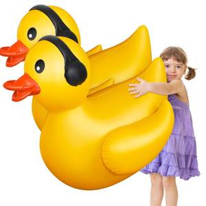 lot 18168 image: Hungdao 2 Pack 4 Feet Giant Inflatable Duck Huge Rubber Duck Large Blow up Ducky Inflatable Ducky Pool Float Summer Beach Swimming Pool Party Decoration(Earphone)