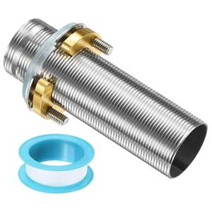 lot 18177 image: uxcell Faucet Mount Extension Shank 4x 1.25 Stainless Steel Pipe Faucet Extension Nipple Locknut Kit with Stainless Steel Thick Anti-Loose Nut and Gasket Fittings for Basin