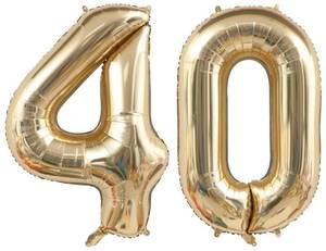 lot 18178 image: 40 Inch Light Gold 40 Number Balloons White Gold Giant 40 Foil Mylar Helium Large Digital Balloon Champagne Gold Birthday Numbers Jumbo Balloons 40th Anniversary Events Party Decorations Supplies