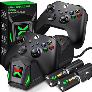 lot 18214 image: Upgraded Controller Charger Station with 2x6200mWh Rechargeable Battery Packs for Xbox OneSeries XS, Dual Charging Dock for Xbox One Battery Pack (Controller not Included)