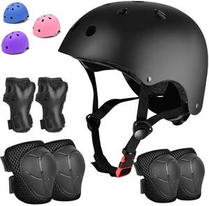 lot 19146 image: Kids Bike Helmet Set Adjustable for Children, Boys, Girls and Teenagers Aged 8-14 Years Includes Elbow, Knee, Wrist Guards Childrens Helmet Protection Set for Bikes SkateboardsRollerskates