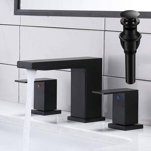 lot 19149 image: VCCUCINE Black Bathroom Faucet 3 Hole, 8 Inch Widespread Bathroom Sink Faucet, 2 Handle Matte Black Bath Faucet, Modern Rv Lavatory Vanity Faucet with Pop Up Drain and Water Supply Lines