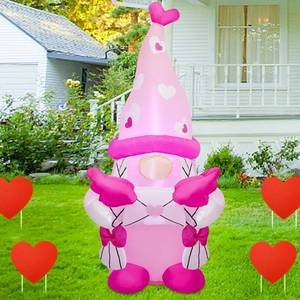 lot 19150 image: Juegoal Valentine Inflatable Pink Gnome, 4 FT Lighted Blow Up Girl Swedish Gnomes, Indoor Outdoor Valentines Wedding Xmas Decor, Built in LED Light Up Holiday Lawn Yard Garden Decorations