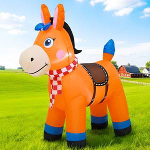 lot 19155 image: 4FT Christmas Spring Farm Ranch Cute Farm Donkey Inflatable Blow up Decoration with LED Light Indoor Outdoor Yard Graden Lawn Party Holiday Decor