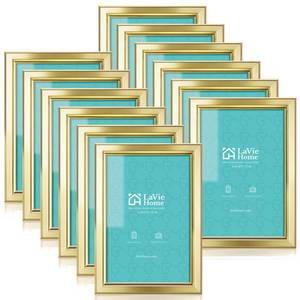 lot 19156 image: LaVie Home 4x6 Picture Frames (12 Pack, Gold) Simple Designed Photo Frame with High Definition Glass for Wall Mount & Table Top Display, Set of 12 Classic Collection
