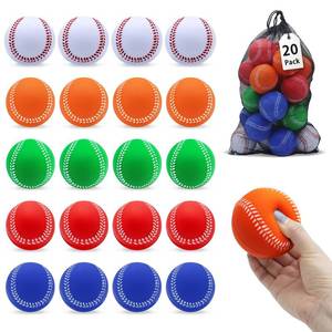 lot 19161 image: Magicorange Foam Baseballs, 20 Pack Practice Training Baseballs Unmarked Baseball Soft Toss, Batting, Fielding, Hitting, Pitching (Colorful)