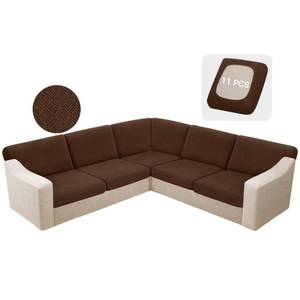lot 19168 image: HDCAXKJ Waterproof Sectional Couch Cushion Covers 11 Pieces Stretch Jacquard L Shaped Corner Sofa Slipcover Back Cover Soft Sofa Seat Cushion Covers for Dogs Pet (5 Seater and 6 Backrest, Dark Coffee)