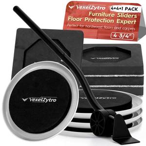 lot 19174 image: VexelZytro Furniture Lifter Tool  8-Pack of 4.72 Furniture Sliders for Hardwood Floors and Carpet, Save 80% Effort, Move Heavy Furniture Easily, Reusable Moving Pads, Floor Protectors for Carpet