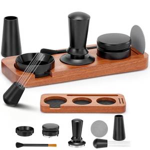 lot 19181 image: 54mm Espresso Accessories Kit, 7 PCS Espresso Tamper Tools, WDT Tool Set with Coffee Tamper, Distributor, Dosing Funnel, Stirrer, Puck Screen, Brush & Wood Tamping Station - Fits 54mm Portafilter