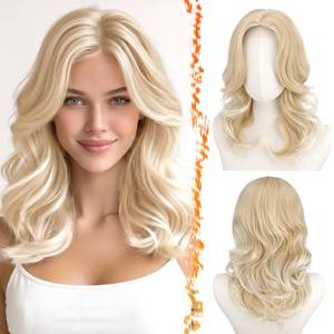 lot 19202 image: BARSDAR Short Wavy Layered Blonde Wig - Shoulder Length Wavy Blonde Wigs for Women - Short Loose Wave Textured Layered Wig with Face-Framing Curtain Bangs Soft Synthetic Natural Looking Daily Party