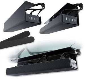 lot 19208 image: No-Screw Under Desk Cable Management Tray - Self-Adhesive Installation, Cord Management, Cable Tray, Under Desk Wire Organizer - Black Set of 2