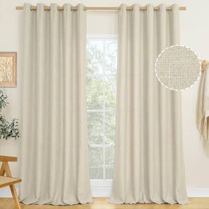 lot 19211 image: LAMIT Natural Beige Linen Curtains for Bedroom, 84 inches Grommet Thermal Insulated Thick Burlap Farmhouse Neutral Curtains Noise Reducing Light Filtering Drapes for Living Room, 2 Panels, W60 x L84
