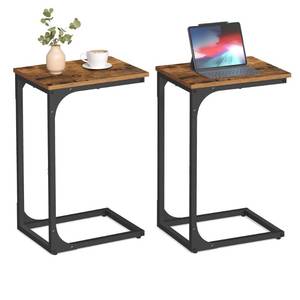 lot 19212 image: VASAGLE C-Shaped End Table Set of 2, Small Side Table for Couch, Sofa Table with Metal Frame for Living Room, Bedroom, Bedside, Rustic Brown and Black